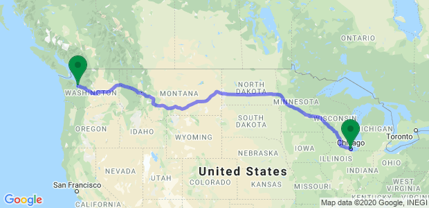 Moving from Chicago to Seattle Map