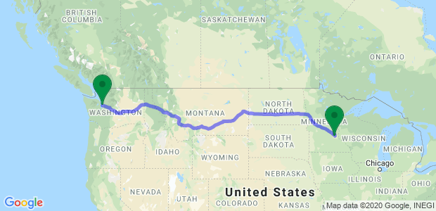 Moving from Seattle to Minneapolis Cost Map