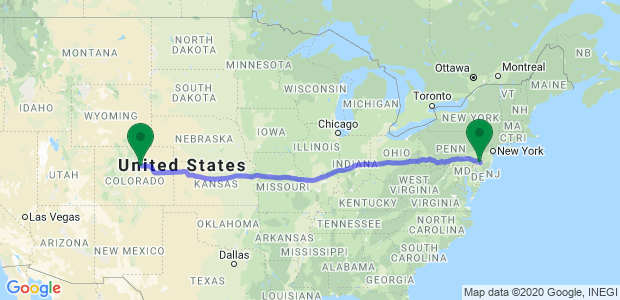 Moving from Philadelphia to Denver Map