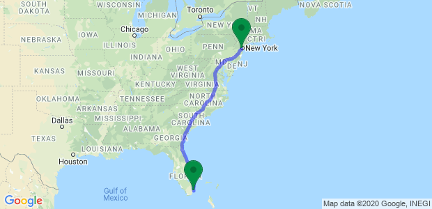 Newark to Miami Movers Map