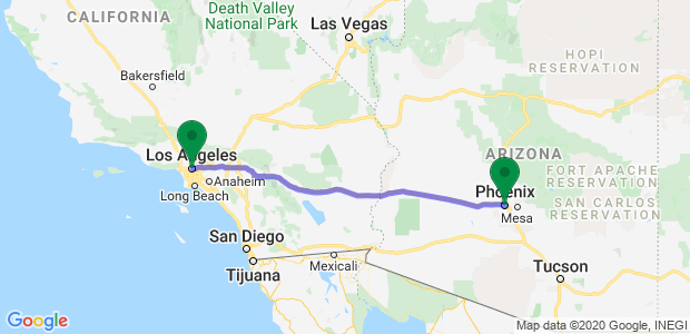 Phoenix to Los Angeles Movers Map