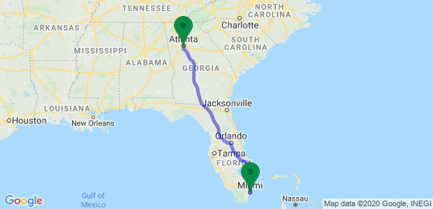 Atlanta to Miami Movers Map