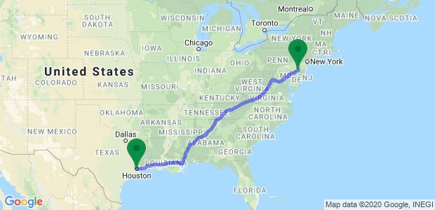 Moving from Philadelphia to Houston Map