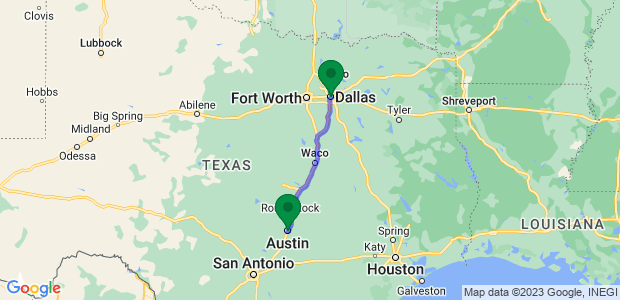 Austin to Dallas Movers Map