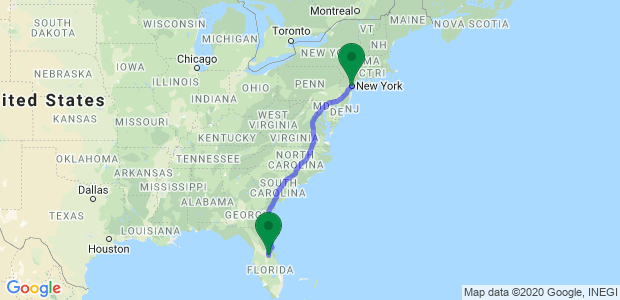 Moving from Orlando to New York Map