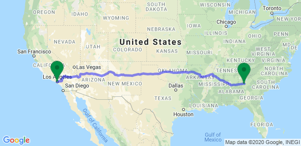 Atlanta to Los Angeles Movers Map