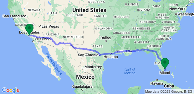 Los Angeles to Miami Movers Map