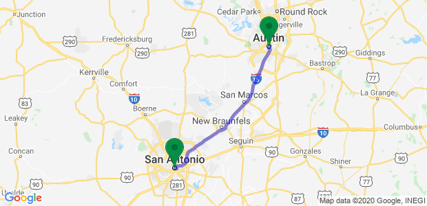 San Antonio to Austin Movers Map