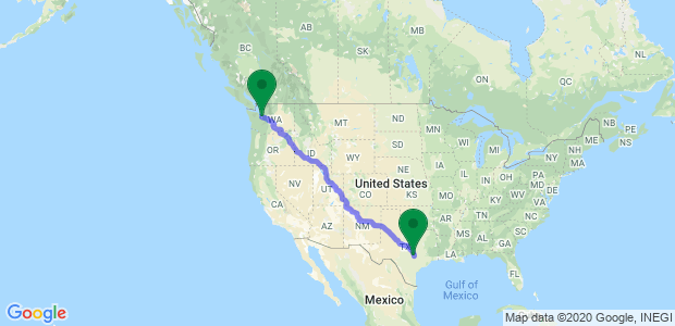 Moving from Austin to Seattle Map