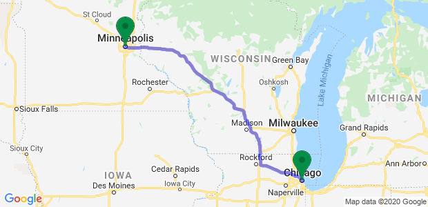 Moving from Minneapolis to Chicago Map