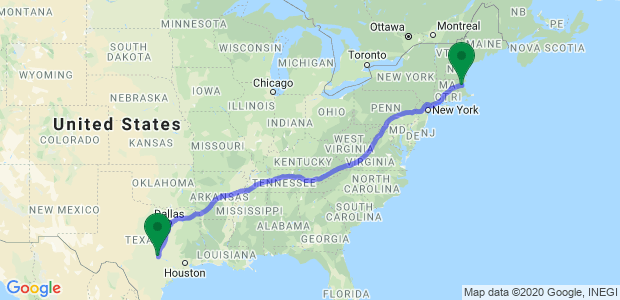 Austin to Boston Movers Map