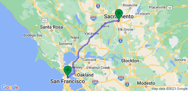 Sacramento to San Francisco Movers Map