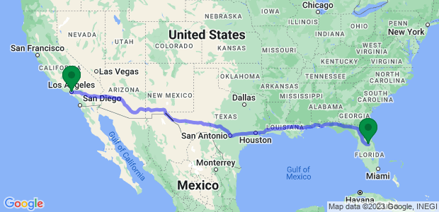 Los Angeles to Orlando Movers Map