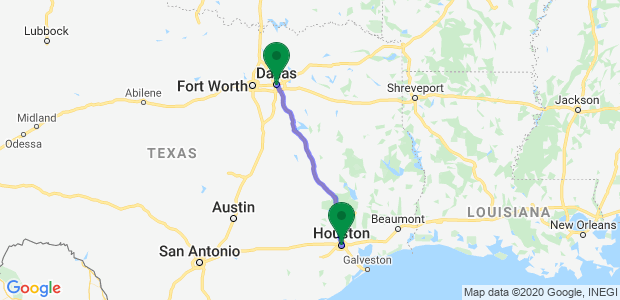 Houston to Dallas Movers Map