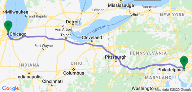 Moving from Philadelphia to Chicago Map