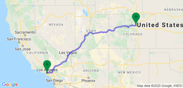 Moving from Los Angeles to Denver Map