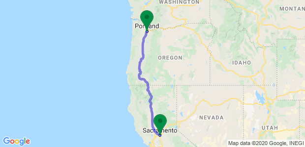 Moving from Sacramento to Portland Map