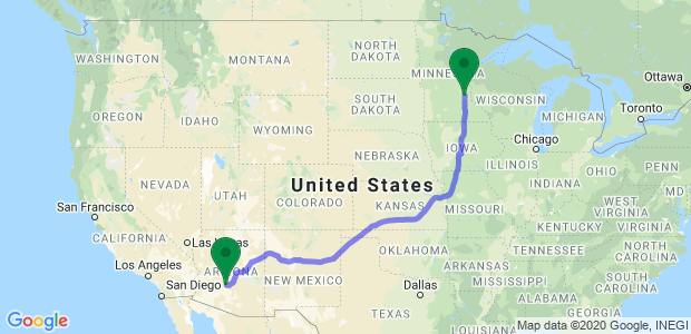 Moving from Minneapolis to Phoenix Map