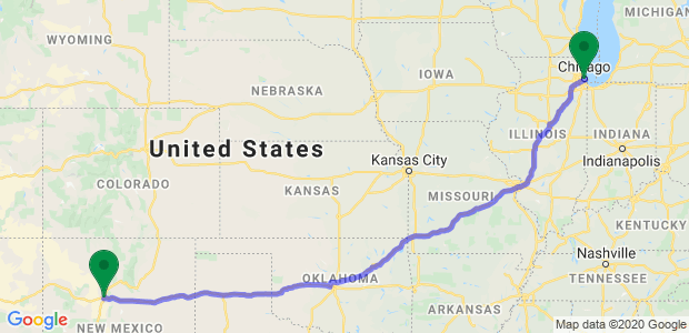 Chicago to Albuquerque Movers Map