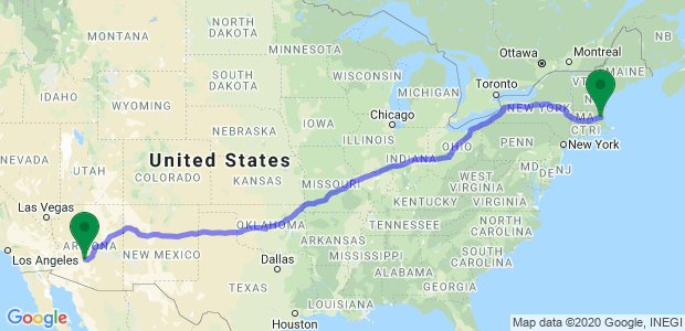 Moving from Boston to Phoenix Map