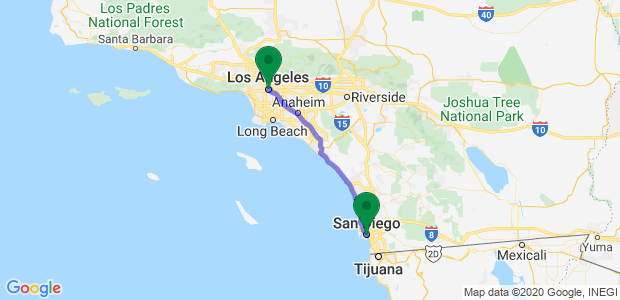 San Diego to Los Angeles Movers Map