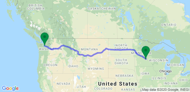 Minneapolis to Seattle Movers Map