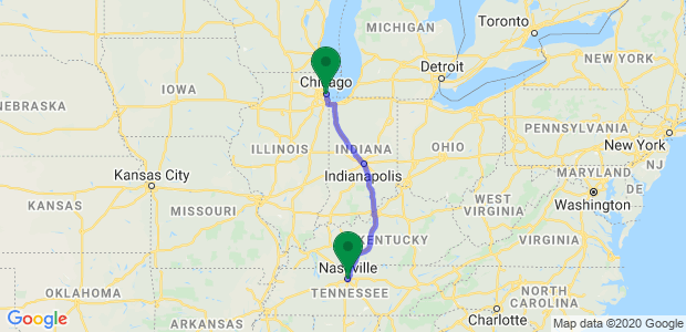 Moving from Chicago to Nashville Map