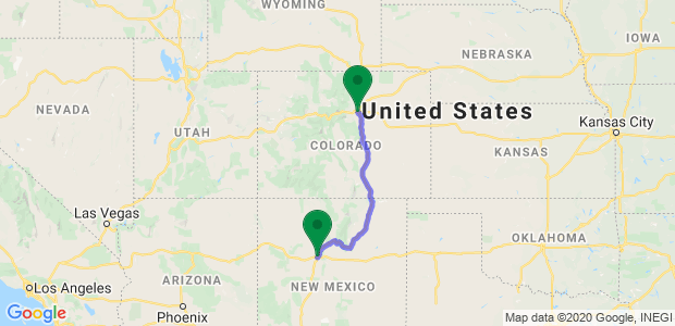 Moving from Albuquerque to Denver Map