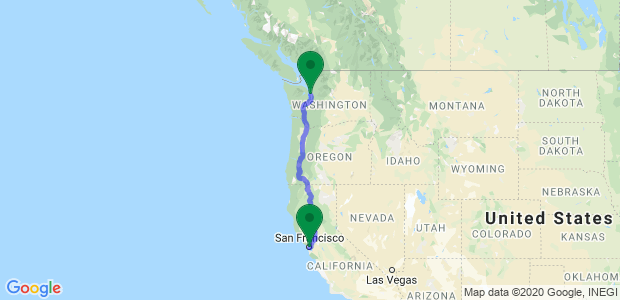 Moving from San Francisco to Seattle Map