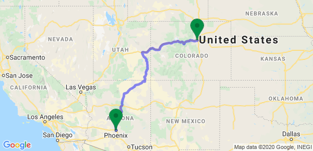 Moving from Phoenix to Denver Map