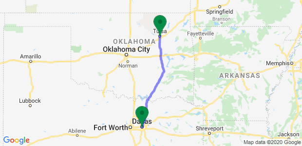 Moving from Tulsa to Dallas  Map