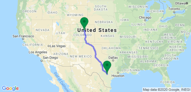 Moving from San Antonio to Denver Map