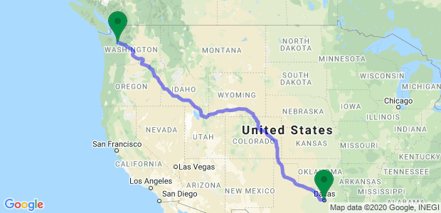 Moving from Dallas to Seattle Map