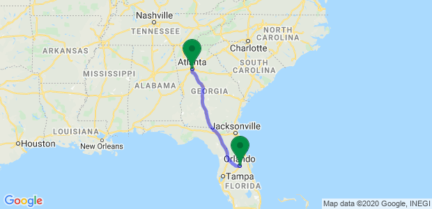 Orlando to Atlanta Moving Companies Map