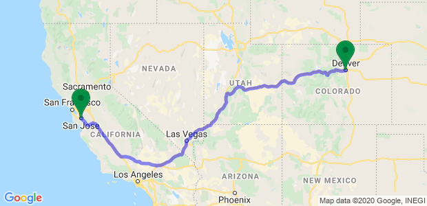 San Jose to Denver Movers Map