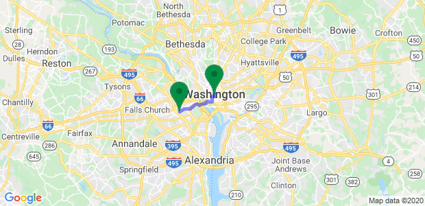 Moving from Arlington to Washington DC Map