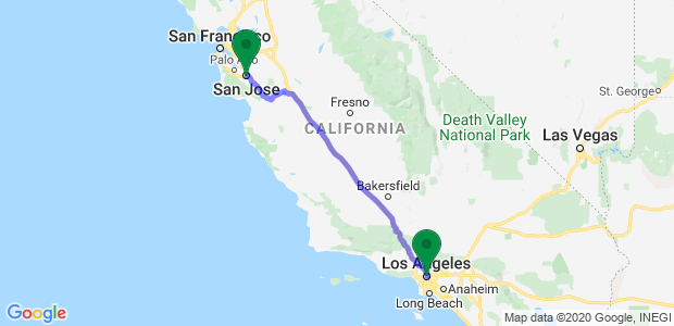 Moving from San Jose To Los Angeles Map