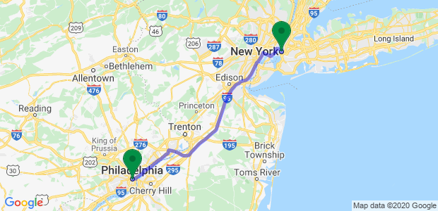 New York to Philadelphia Movers Map