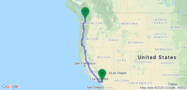 Riverside to Seattle Movers Map