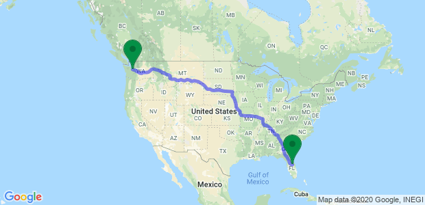 Quality Orlando to Seattle Movers Map