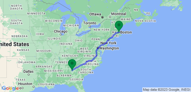 Boston to Atlanta Movers Map