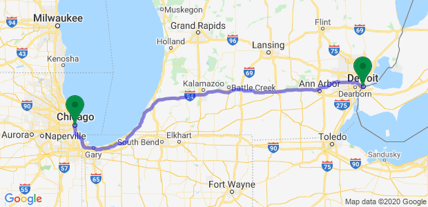 Relocation from Detroit to Chicago Map