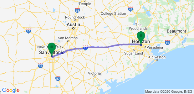 San Antonio to Houston Movers Map