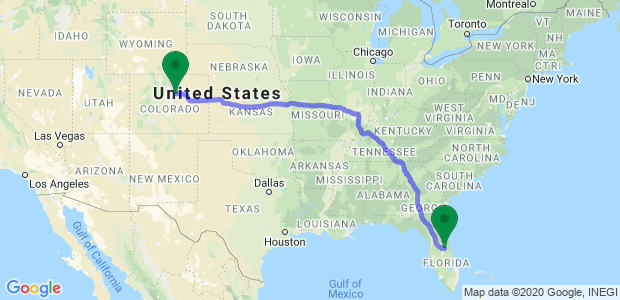 Moving from Orlando to Denver Map