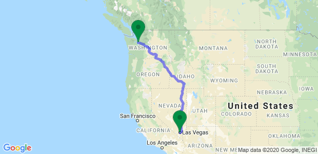 Moving from Las Vegas to Seattle Map