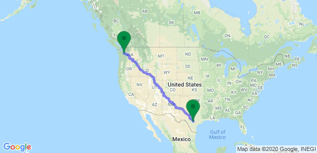 San Antonio to Seattle Movers Map