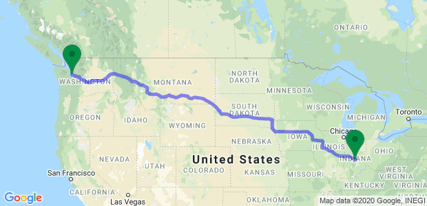 Moving from Indianapolis to Seattle Map