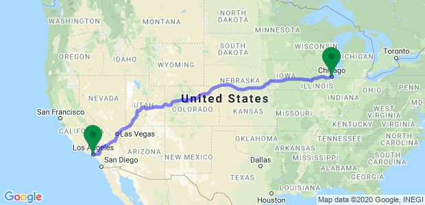 Los Angeles to Chicago Movers Map