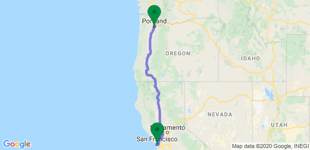 Moving from Portland to San Francisco Map