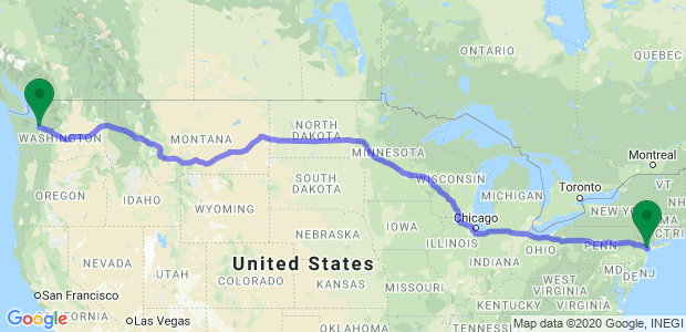 Seattle to New York Movers Map